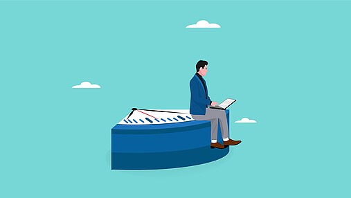 Foto zum Thema "Junge CDA": Zu sehen ist eine Figur, die auf dem Viertel einer Uhr sitzt, die Teilzeitbeschäftigung symbolisiert.