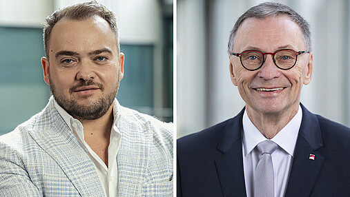 Foto zum Thema "allgemeine Dienstpflicht": Zu sehen sind Matthäus Fandrejewski, Vorsitzender der dbb jugend, und Horst Günther Klitzing, Vorsitzender der dbb bundesseniorenvertretung.