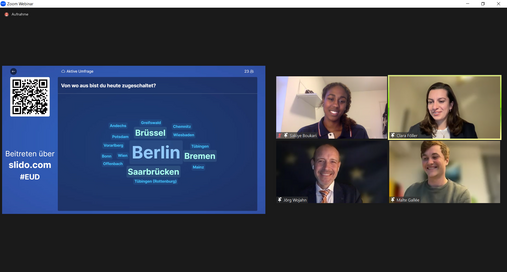 Europäisches Jahr der Jugend Junge Europäer*innen und EU im Dialog mit Jörg Wojahn, Vertreter der Europäischen Kommission in Deutschland.