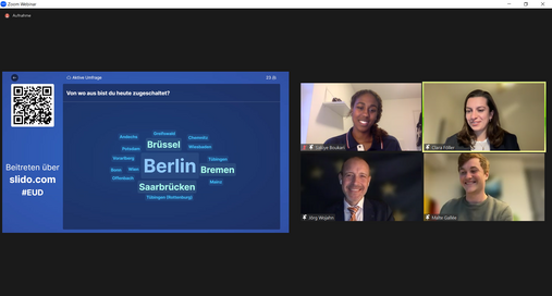 Junge Europäer*innen und EU im Dialog mit Jörg Wojahn, Vertreter der Europäischen Kommission in Deutschland. 