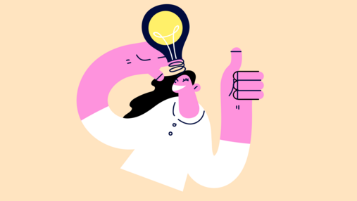 Foto zum Thema "FAQ für Beamtinnen und Beamte": Zu sehen ist eine animierte Person, die sich eine Glühbirne auf die Stirn hält. Sinngemäß: Ihr geht ein Licht auf.